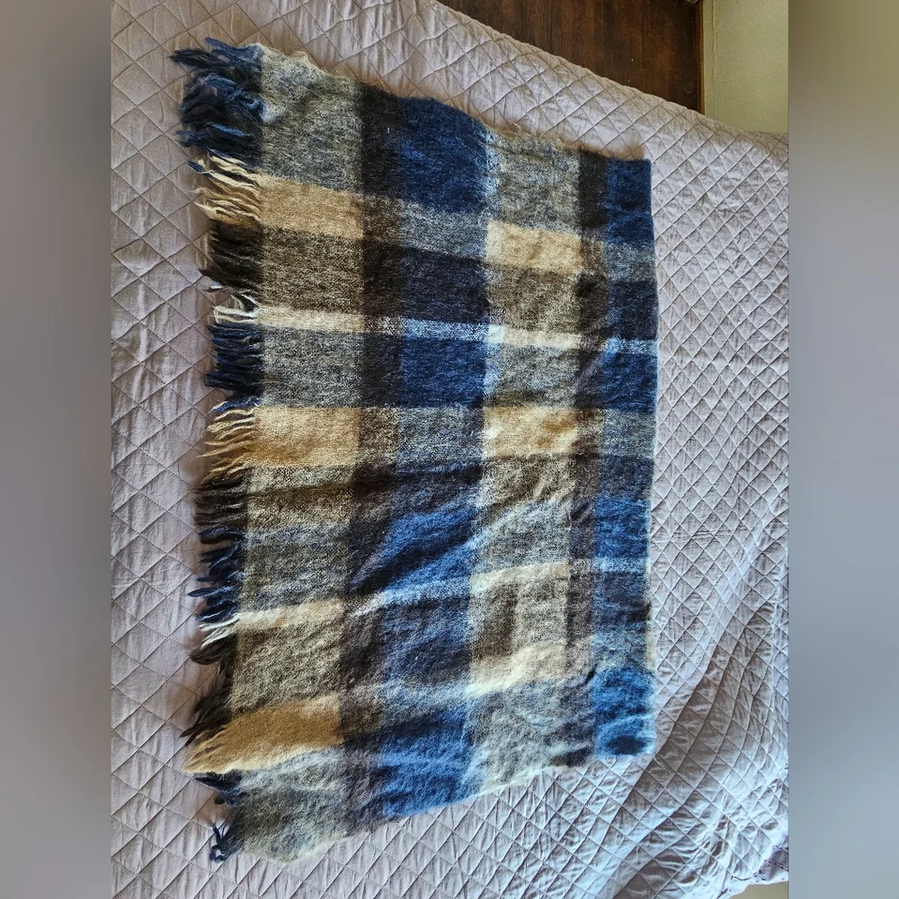 St. Albans Australia Pure‎ Mohair Plaid Preppy 50×65 Scarf Throw Blanket